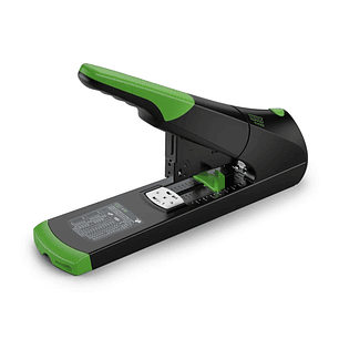 Novus B 50 re+new Grapadora de Gruesos - Fabricada con Plastico Reciclado - Hasta 140 Hojas - Grapado Cerrado con Sistema Bypass - Color Negro/Verde