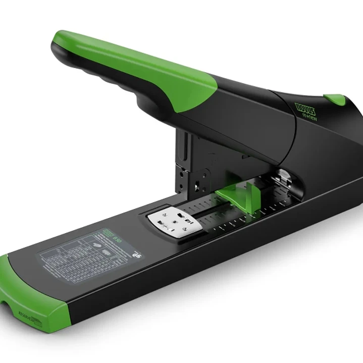 Novus B 50 re+new Grapadora de Gruesos - Fabricada con Plastico Reciclado - Hasta 140 Hojas - Grapado Cerrado con Sistema Bypass - Color Negro/Verde 1
