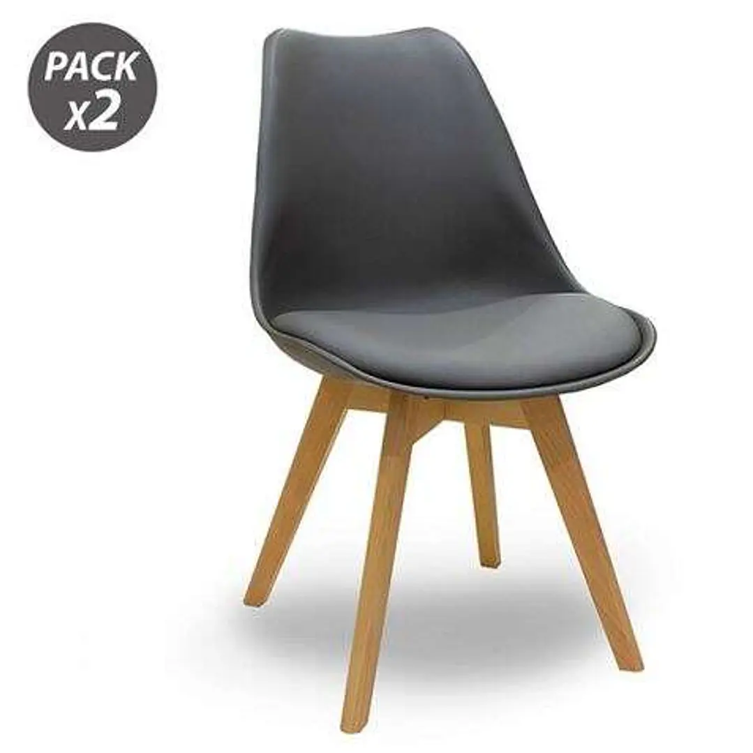 Muvip Design D200 Pack de 2 Sillas Multifuncionales - Asiento Acolchado - Patas de Madera - Uso en Interior - Ideal para Sala de Espera, Comedor, Coci 1