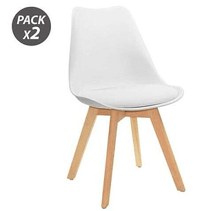 Muvip Design D200 Pack de 2 Sillas Multifuncionales - Asiento Acolchado - Patas de Madera - Uso en Interior - Ideal para Sala de Espera, Comedor, Coci