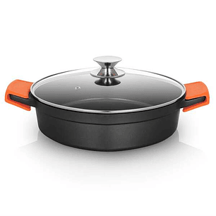 Orbegozo CDB 1028 Cacerola Baja de Aluminio Fundido - Versatilidad y Seguridad en la Cocina - Antiadherente Libre de Pfoa - Apta para Todo Tipo de Fue