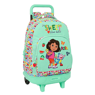 Safta Dora Mochila con Carro - Bolsillo Frontal - Portabotellas - Tirador Doble - Hombreras Acolchadas - Asa Acolchada - Tarjeta ID - Bandeja PVC - Ba