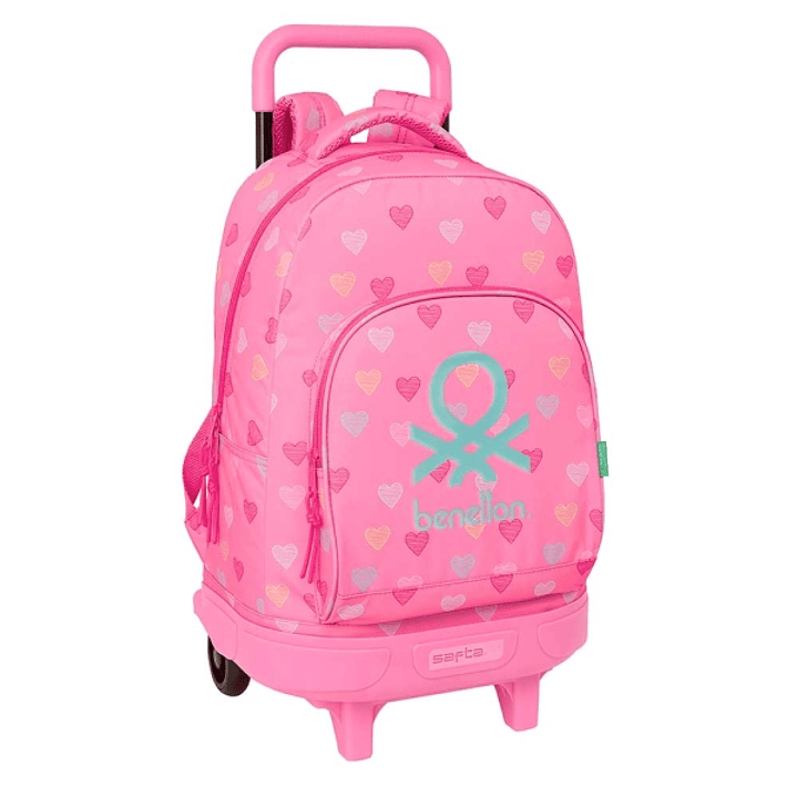 Safta Benetton Heart Mochila con Carro - Extraible - Bolsillo Frontal - Portabotella - Tirador Doble - Hombreras Acolchadas - Asa Superior - Tarjeta I 1