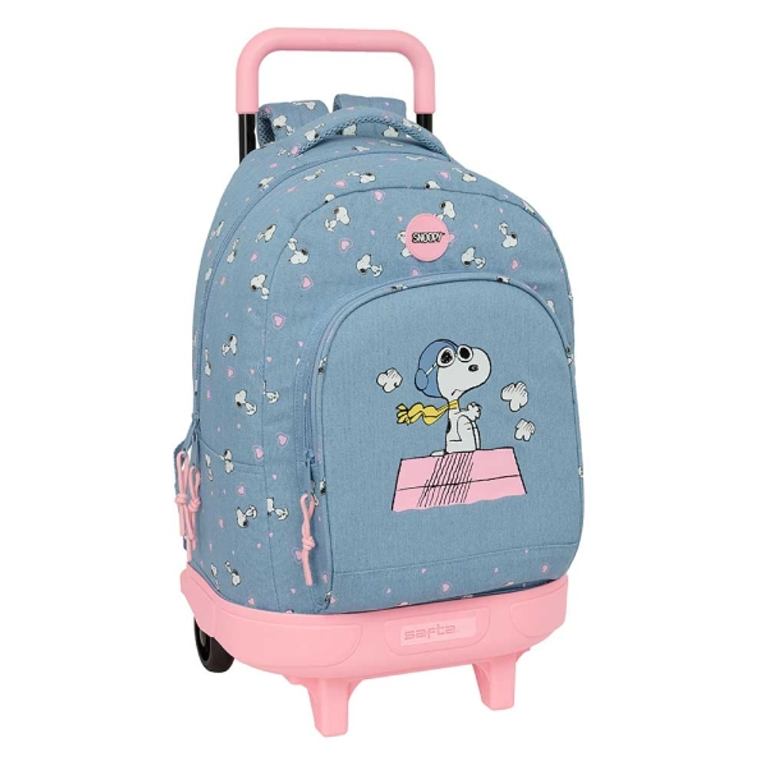 Safta Snoopy Mochila con Carro - Extraible - Bolsillo Frontal - Portabotellas - Tirador Doble - Hombreras Acolchadas - Asa Acolchada - Tarjeta ID - Ba 1