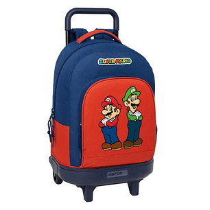 Safta Super Mario Mamma Mia Mochila con Carro - Extraible - Bolsillo Frontal - Portabotellas - Tirador Doble - Hombreras Acolchadas - Tarjeta ID - 33L