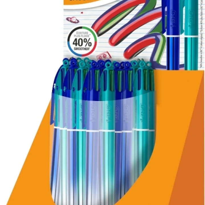 Bic 4 Colours Smooth Gradient Expositor de 30 Boligrafos de Bola Retractil - Punta Media de 1.0mm - Escritura un 40% mas Suave - 4 Colores 1