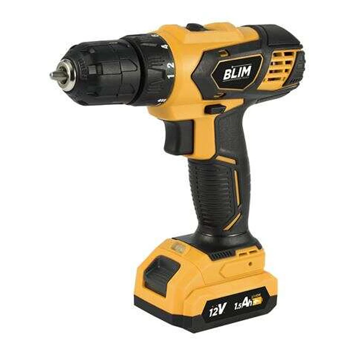 Blim Taladro a Bateria 12V 1.5Ah - 28nm de Par Maximo - 2 Velocidades 0-400/0-1500rpm - Color Amarillo 1