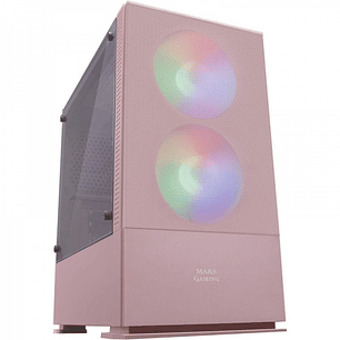 Mars Gaming MCZ Mini Tower Gaming - RGB Avanzado - Soporte Refrigeracion Liquida - Ventana Lateral - Gestion de Cables Eficiente - Edicion FULL PINK -