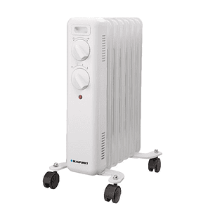 Blaupunkt Radiador de Aceite - Potencia 1500W - Termostato Regulable - Ruedas - Asa de Transporte - Indicador Luminoso - Color Blanco
