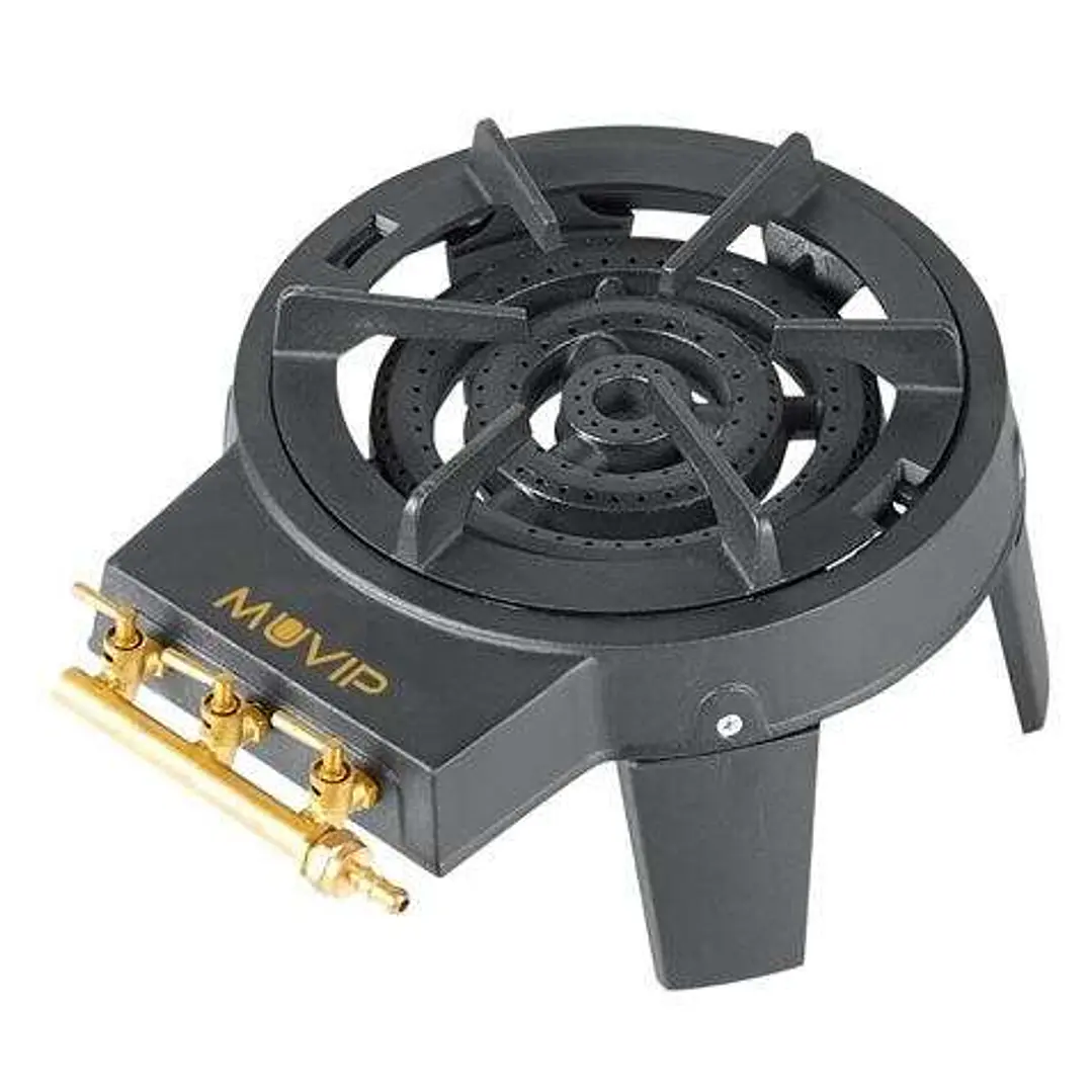 Muvip Fogon de Gas con 3 Distribuidores de Fuego - Llaves de Gas Independientes - 9kw de Potencia - Material: Hierro Fundido 1