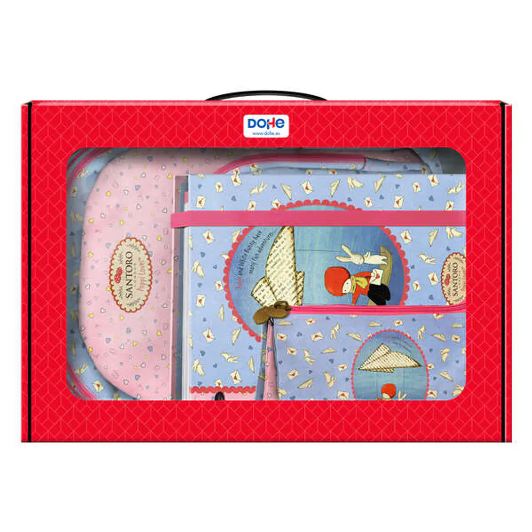 Dohe Santoro Poppi Loves Messenger Pack de Mochila Grande + Portatodo Triple + Carpeta de 4 Anillas Formato A4 con Recambio de 100 Hojas 1