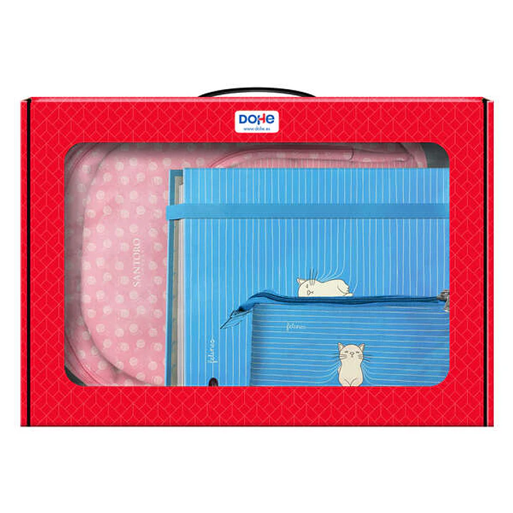 Dohe Santoro Felines Pack de Mochila Grande + Portatodo Triple + Carpeta de 4 Anillas Formato A4 con Recambio de 100 Hojas 1