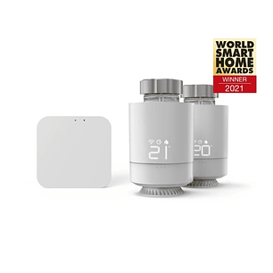 Hama Pack de 2 Termostatos de Radiador Inteligentes con Centralita - Temperatura Regulable - WLAN - Compatible con Asistente de Voz - Control con App 