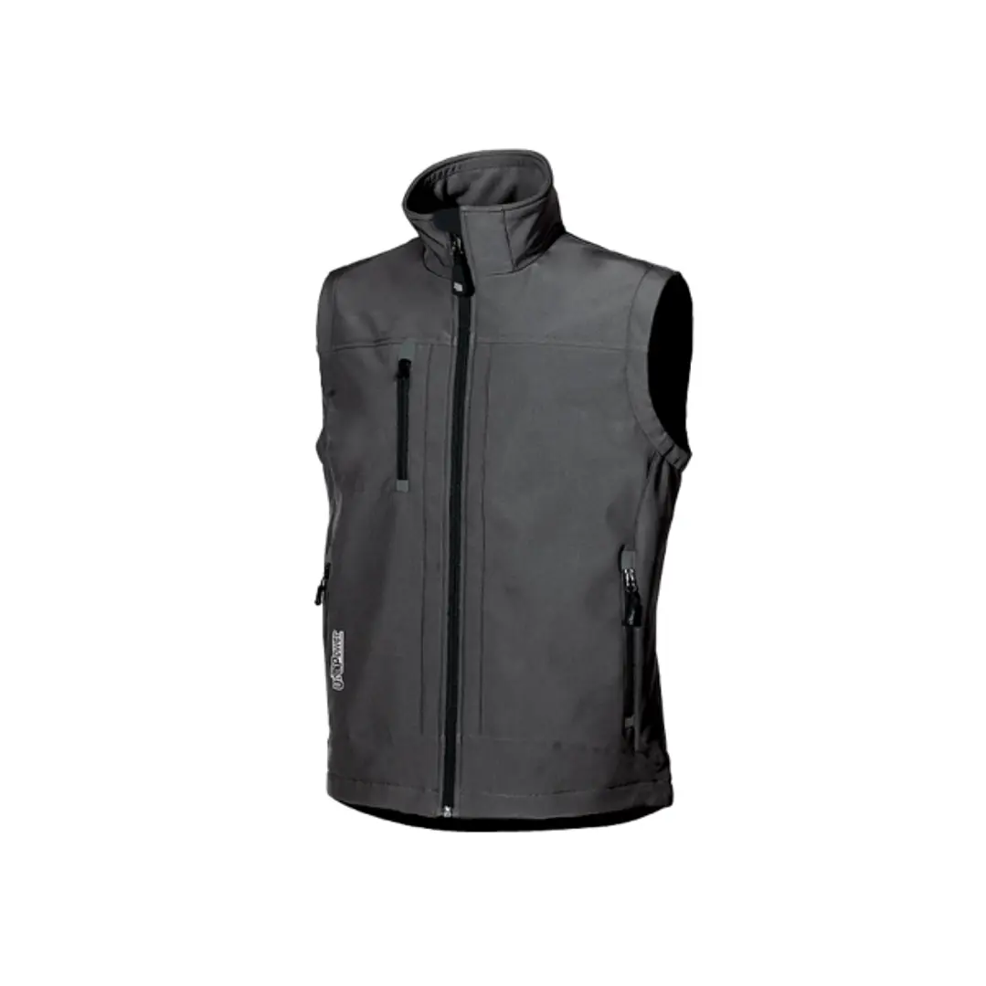 Upower Climb Chaleco de Trabajo Soft Shell - Talla 4XL - Tejido Elastico Transpirable, Resistente al Viento y Agua, Bolsillo para Movil con Cremallera 1
