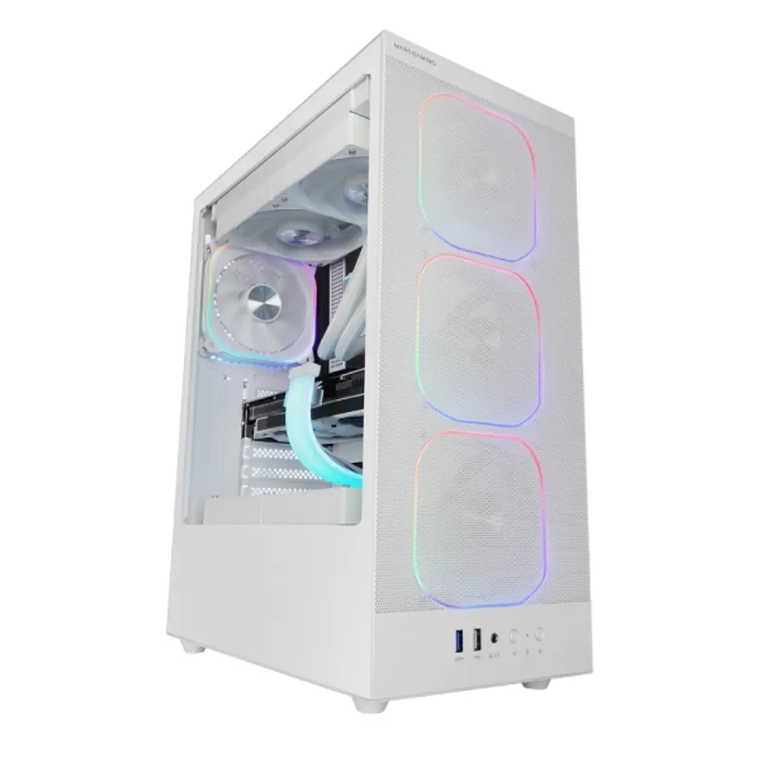 Mars Gaming MC-NEBULA Caja Torre ATX - Cristal Templado Lateral - 4 Ventiladores ARGB de 120mm - Malla Metalica Frontal - 443x350x196mm - Color Blanco 1
