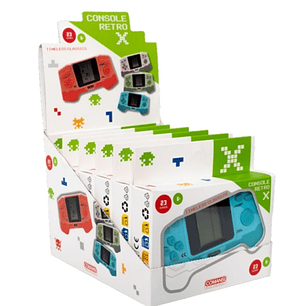 Comansi Pack 6 Consolas Retro X Portátil - 23+ Juegos - Pantalla Monocroma - Diseño Compacto - Estilo Vintage - Ideal para Viajes - Colores Variados
