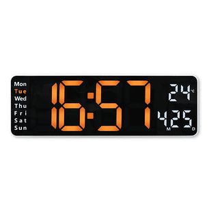 Hama Santa Cruz Reloj de Pared Digital - Termometro - Alarma - Fecha - Pantalla Grande - 32x10x3cm - Color Blanco