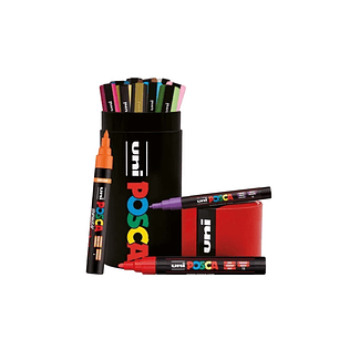Posca Lata Metalica con 13 Marcadores de Pintura - 4x PC-5M, 5x PC-3M, 4x PC-5BR - Tinta Base al Agua - No Permanente - Resistente a la Luz - Colores 