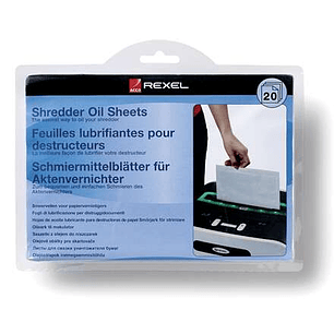 Rexel Pack de 20 Hojas Lubricantes para Destructoras