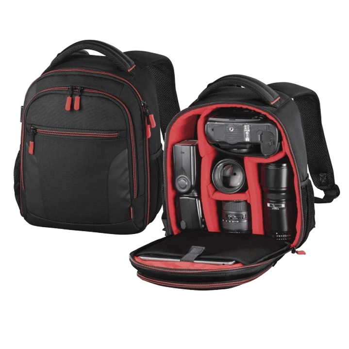 Hama Miami Mochila para Camara - Capacidad 5L - Poliester - Compartimentos Separados para Objetivos - Asa de Mano - 22x10x24cm - Color Negro 1
