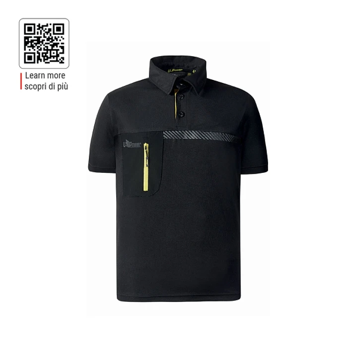 Upower Libra Polo Hombre Termorregulador - Talla M - Tecnologia HeiQ Smart Temp, Antimicrobiano HeiQ Pure, Bolsillo con Cremallera, Banda Reflectante, 1
