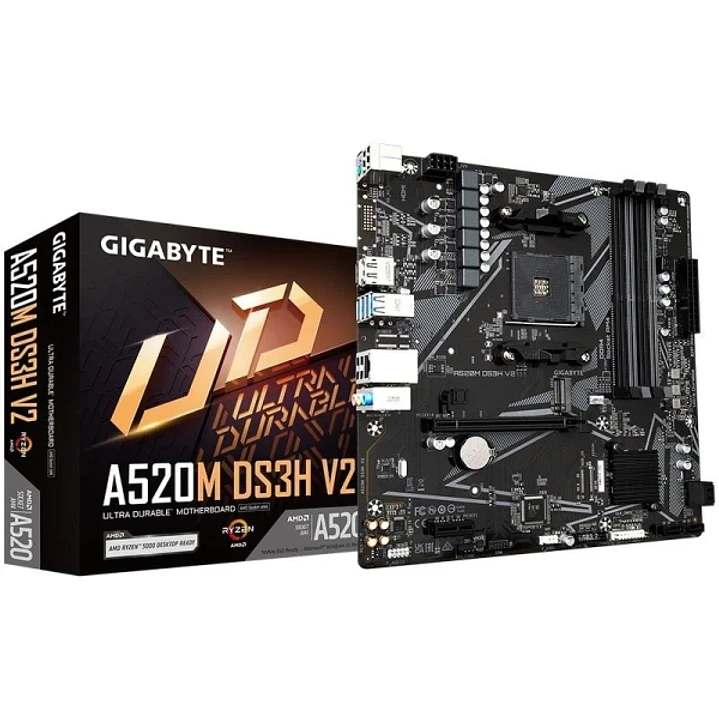 Gigabyte A520M DS3H V2 Placa Base AMD AM4 4xDDR4 - M.2, SATA, PCIe3.0 - HDMI, DisplayPort, DVI, RJ-45, USB 3.2 - MicroATX 1