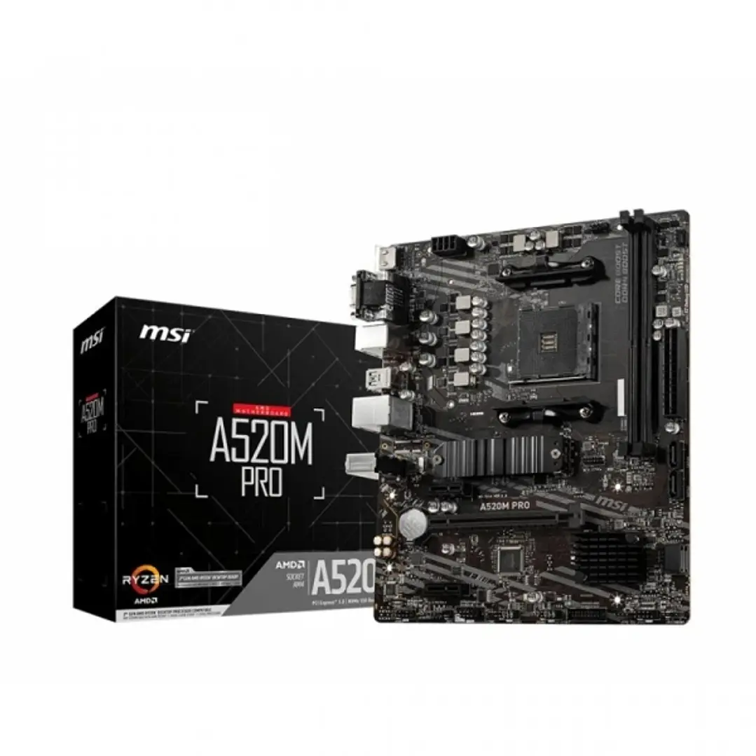 MSI Placa Base A520M PRO AM4 2xDDR4 - HDMI, VGA, DP, M.2, USB3.2, MicroATX 1