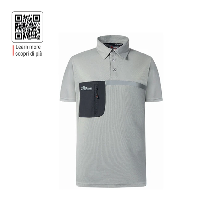 Upower Libra Polo Hombre Termorregulador - Talla 5XL - Tecnologia HeiQ Smart Temp, Tratamiento Antimicrobiano, Bolsillo con Cremallera, Banda Reflecta 1