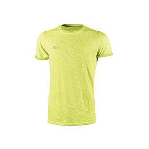 Upower Fluo Camiseta de Manga Corta - Talla L - Algodon Flameado, Tejido Transpirable, Ajuste Slim-Fit, Cuello Redondo Acanalado - Color Amarillo Fluo
