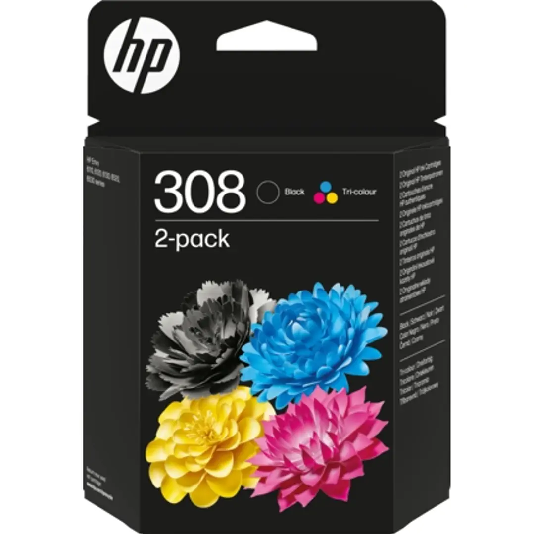 HP 308 Negro + Color Pack de 2 Cartuchos de Tinta Originales - 6L6S6UE 1