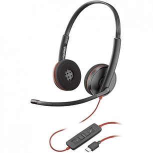 Plantronics/Poly Blackwire C3220 USB-C Auriculares con Microfono - Almohadillas Acolchadas - Controles en Cable - Color Negro