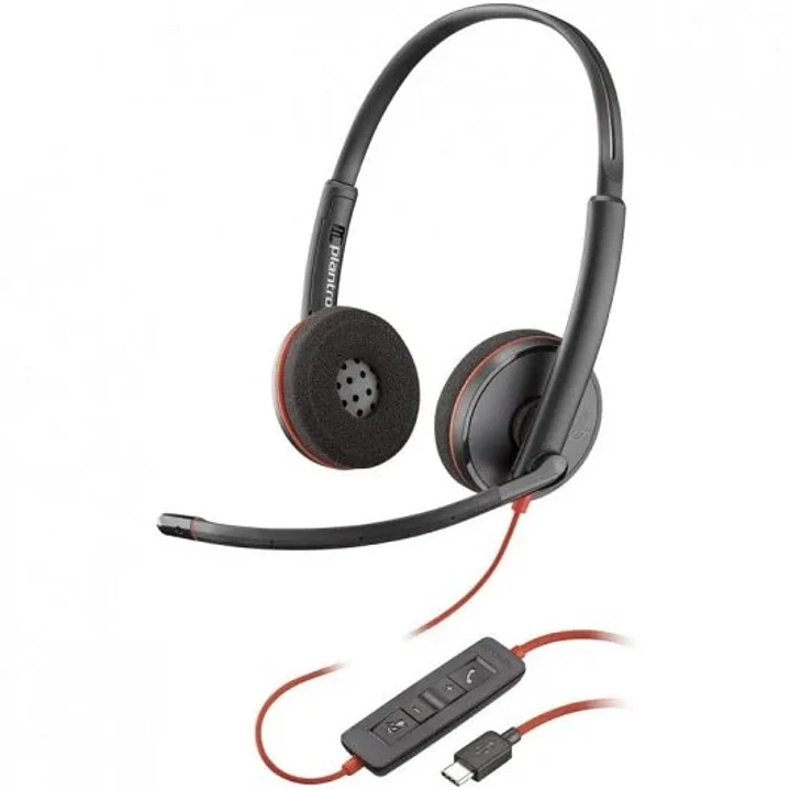 Plantronics/Poly Blackwire C3220 USB-C Auriculares con Microfono - Almohadillas Acolchadas - Controles en Cable - Color Negro 1