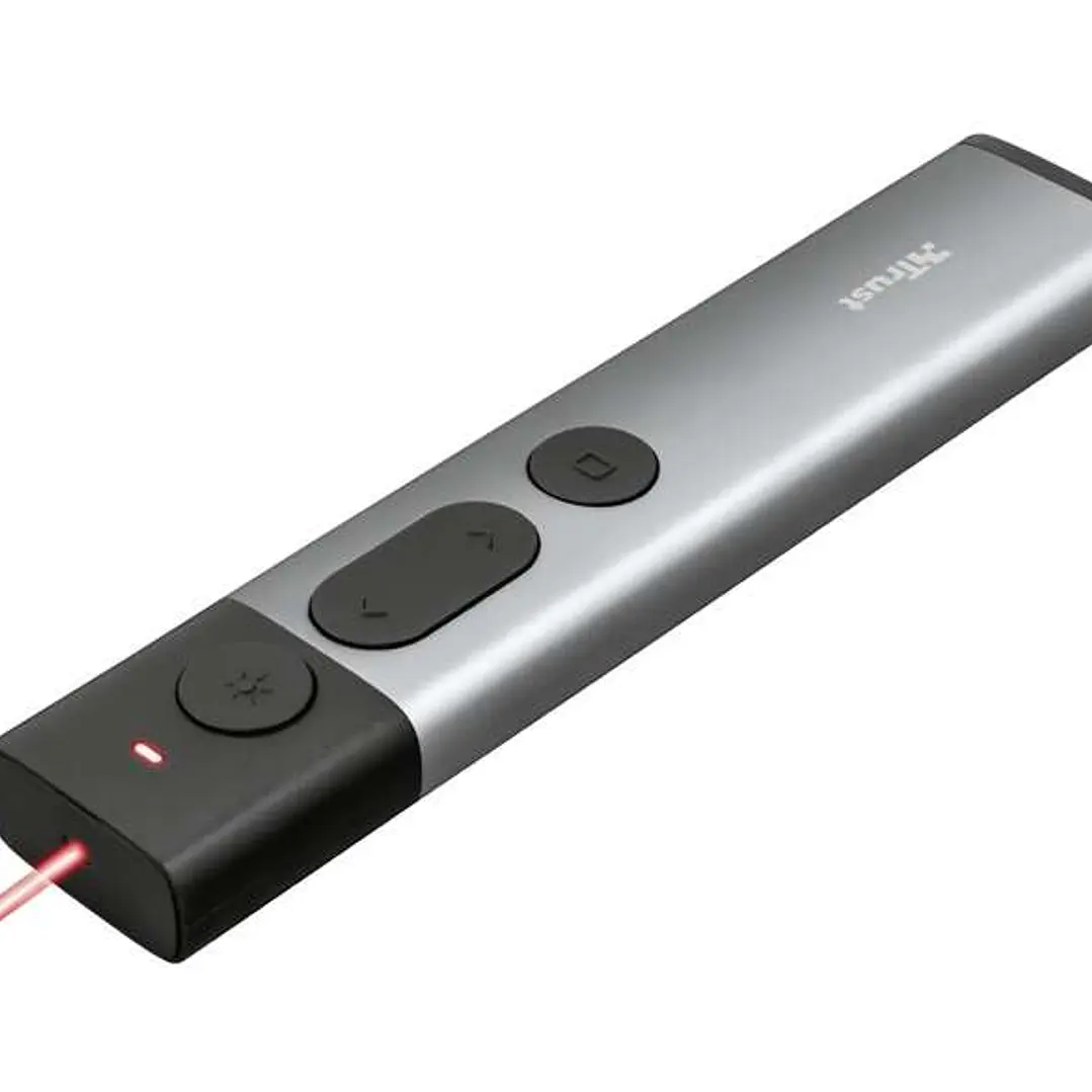 Trust Kazun Presentador Laser Inalambrico - 4 Botones - Radio de Accion 30m - Laser Color Rojo - Aluminio 1