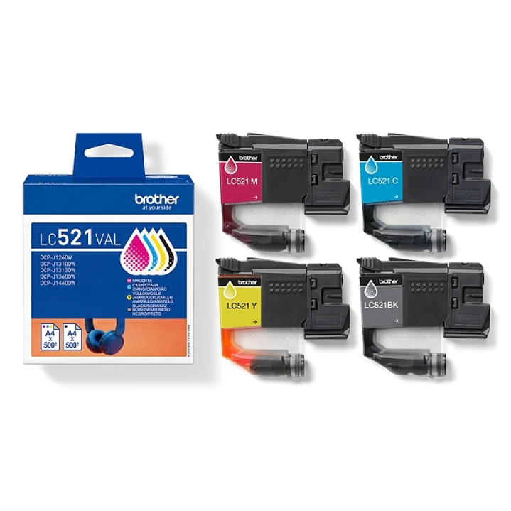 Brother LC521 Pack de 4 Cartuchos de Tinta Originales - LC521VAL 1