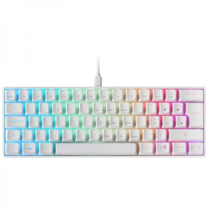 Mars Gaming MKMINI Teclado Gaming - Diseño 60% - Iluminacion FULL RGB CHROMA - Switches Mecanicos OUTEMU PRO - USB-C Extraible - Multiplataforma - Col 1