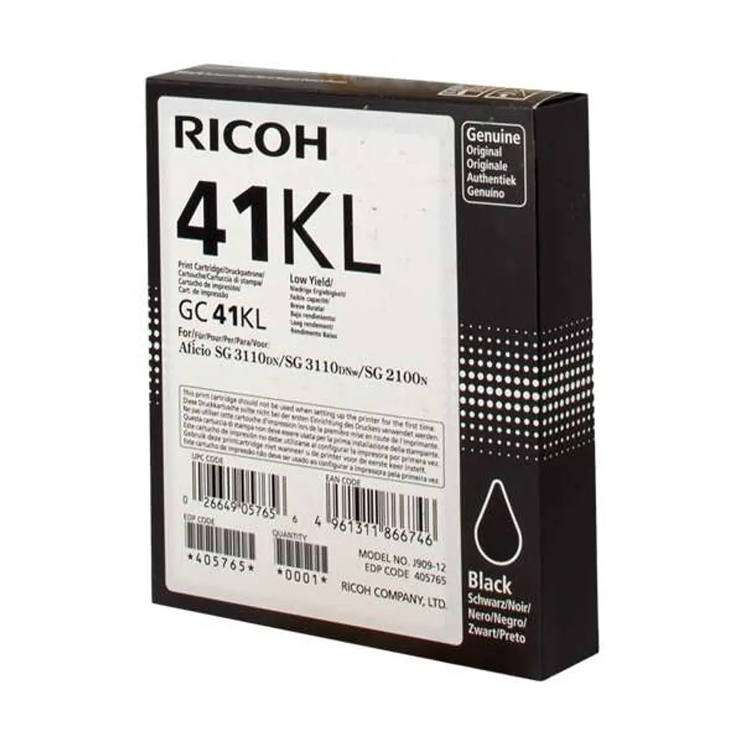 Ricoh GC41KL Negro Cartucho de Gel Original - 405765 1