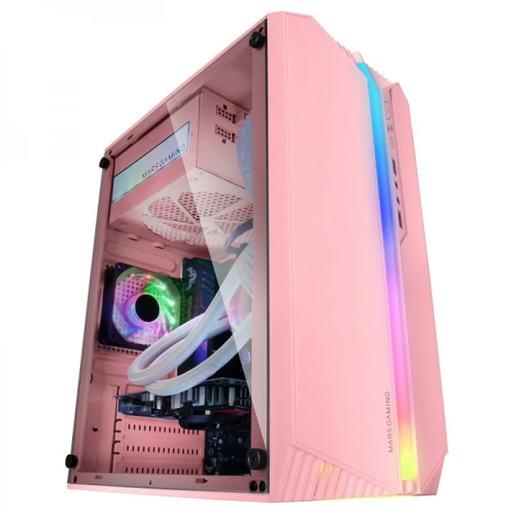 Mars Gaming MC-S1 Caja Compacta Gaming - Iluminacion ARGB 12 Modos - Ventana Lateral Completa - Ventilador FRGB Incluido - Compatible Micro-ATX/Mini-I 1
