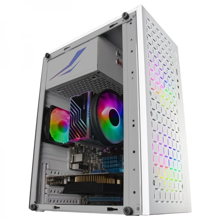 Mars Gaming MC-CORE Minitorre Gaming - Rejilla Metal-MESH - Ventana Lateral - 2 Ventiladores FRGB - Soporte Micro-ATX/Mini-ITX - Almacenamiento Versat 1