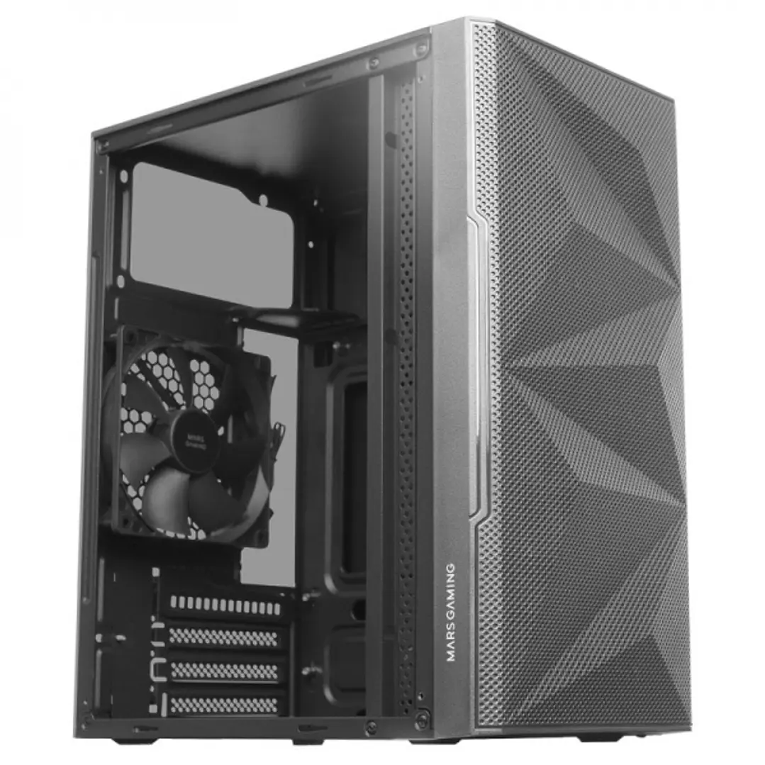 Mars Gaming MC-1500 Mini Torre - Ventana Cristal Templado - Ventilacion Silenciosa - Soporte Refrigeracion Liquida - Almacenamiento Flexible - Color N 1