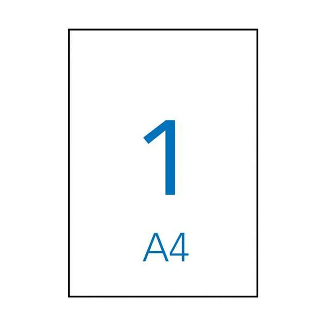 Apli Pack de 500 Etiquetas 210x297mm - 500 Hojas por 1 Etiqueta - Adhesivo Permanente - Cantos Rectos - Color Blanco 1
