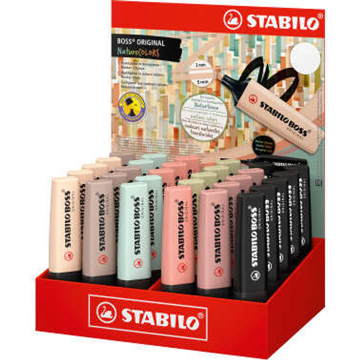 Stabilo Boss Naturecolors Expositor de 30 Marcadores - Trazo entre 2 y 5mm - Tinta con Base de Agua - Colores Siena, Beige, Ocre Oscuro, Gris Calido,  1