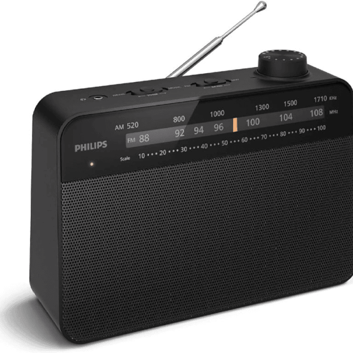 Philips TAR2509 Radio Portatil FM/AM - Altavoz 3.5 de Sonido Claro - Alimentacion por Pilas D o CA - Control de Tono - Sintonizacion Analogica con In 1