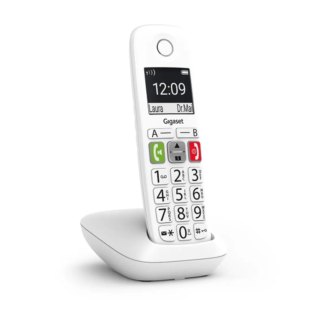 Gigaset E290 Telefono Inalambrico Dect - Pantalla Grande en B/N - Teclas con Numeros Grandes - Volumen con Funcion Amplificador - Color Blanco 1