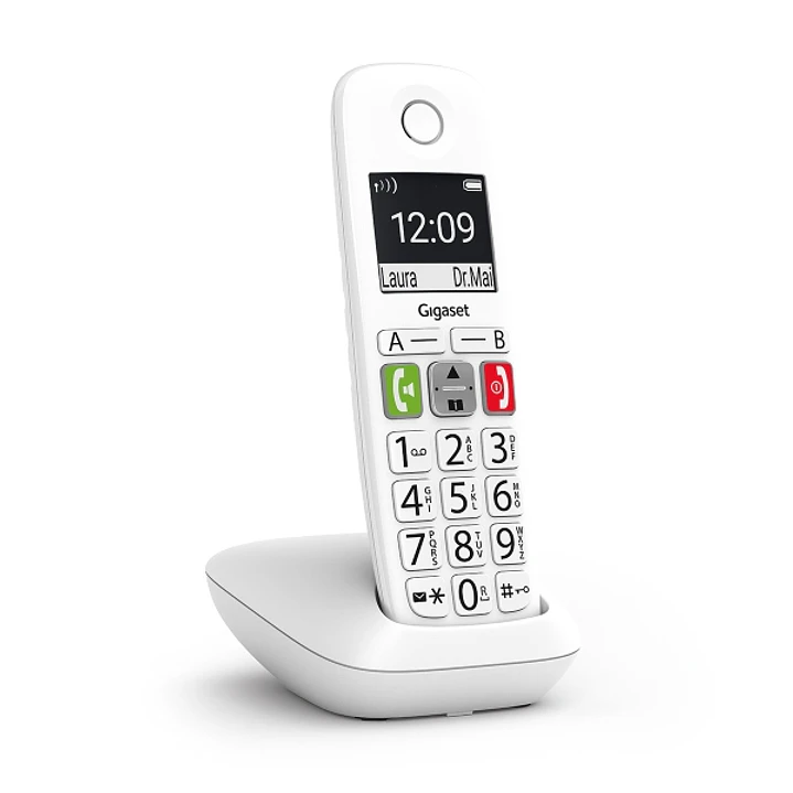 Gigaset E290 Telefono Inalambrico Dect - Pantalla Grande en B/N - Teclas con Numeros Grandes - Volumen con Funcion Amplificador - Color Blanco 1
