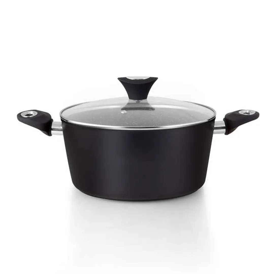 Orbegozo CFM 2024 Fundicook Cacerola de Aluminio Forjado con Capacidad de 5.09L - Antiadherente Libre de Pfoa - Mango Ergonomico y Tapa de Cristal Tem 1