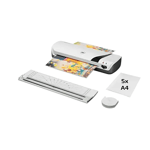 GBC Inspire+ A4 Set de Plastificadora + Recortadora de Esquinas + Cizalla + Paquete de 5 Bolsas de Plastificacion A4 - Hasta Tamaño A4 - Velocidad 250