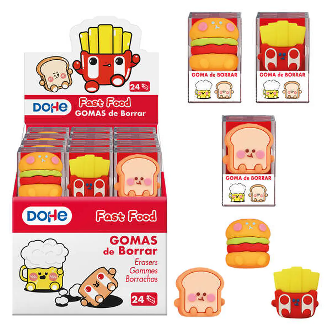 Dohe Expositor de 24 Gomas de Borrar - Fabricadas en PVC - Con Forma de Alimentos 1
