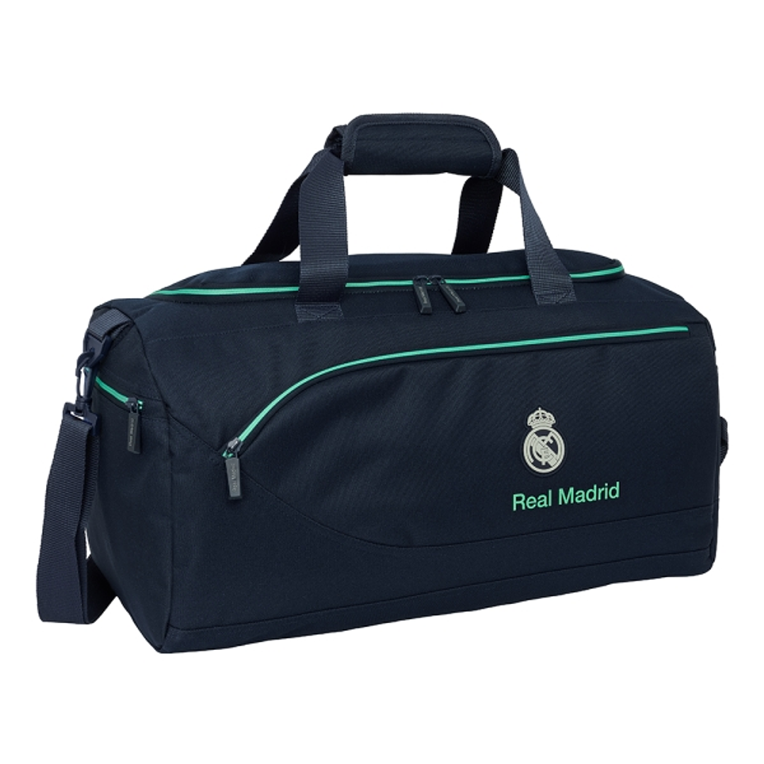 Safta Real Madrid 2ª Equipacion 25/26 Bolsa de Deporte - Bandolera Ajustable - Tirador Doble - Bolsillos Laterales - Fondo Extraible - Tacos en Base - 1