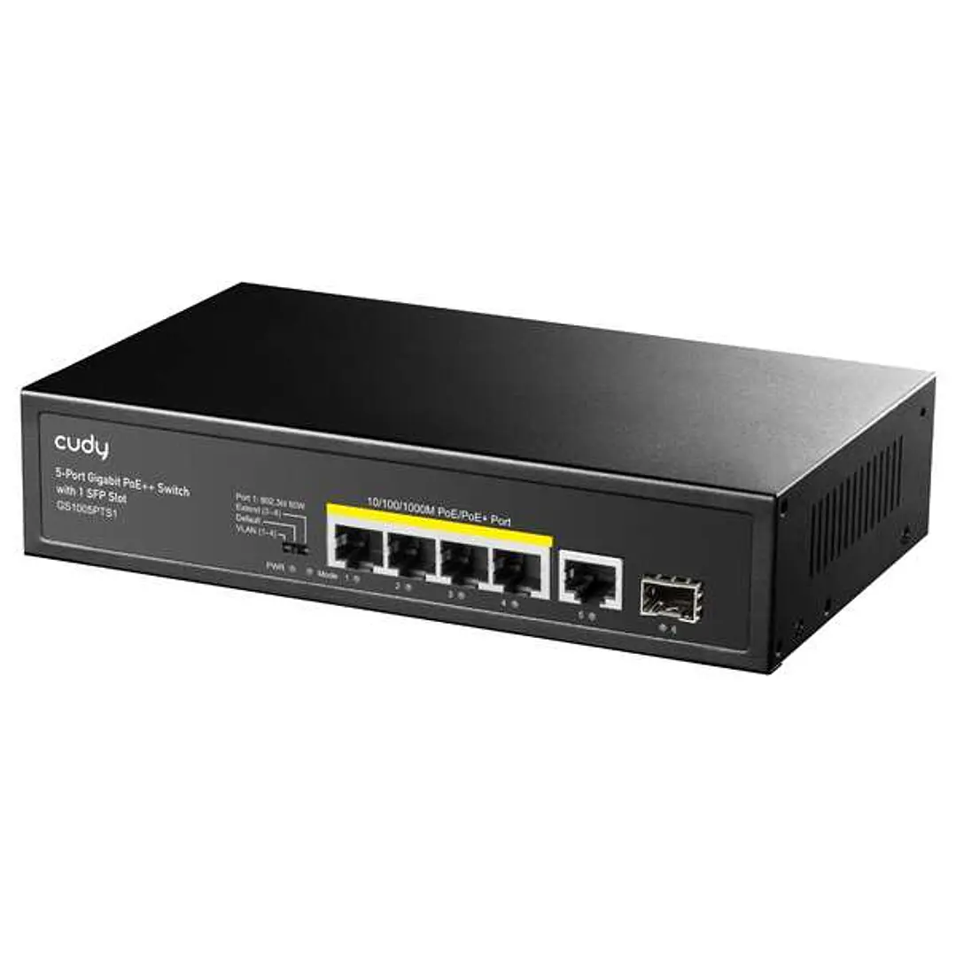 Cudy GS1005PTS1 Switch Gigabit PoE+ de 5 Puertos con 1 Puertos SFP 1