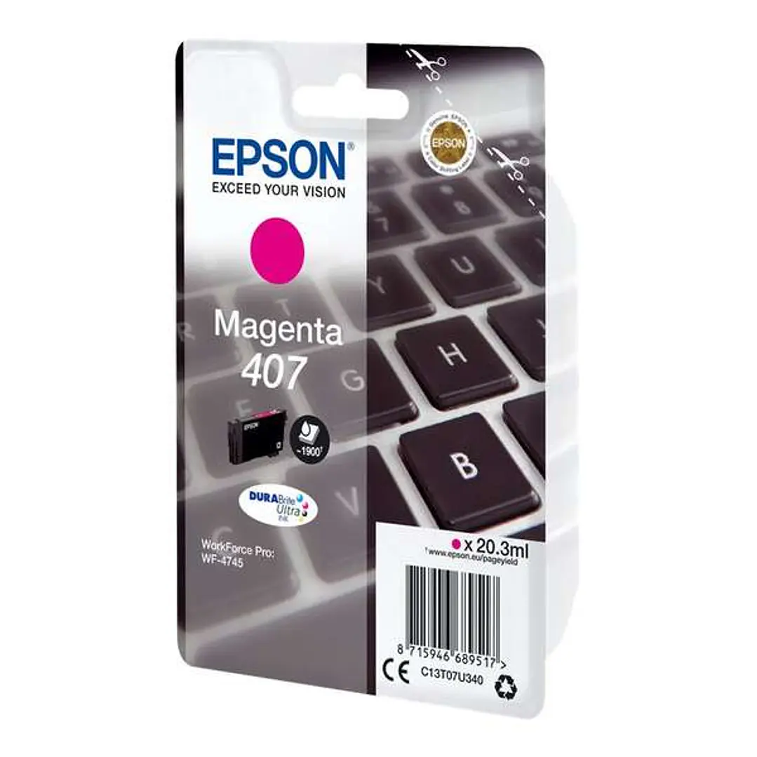 Epson 407 Magenta Cartucho de Tinta Original - C13T07U340 1